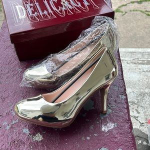 Brand new gold heels